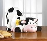 Porc Cow W/bell Cookie Jar