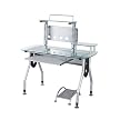 Techni Mobili Tempered Glass Computer Workstation - Frosted Glass