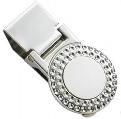 Spring-loaded Silver Plated ,money clip golf ball