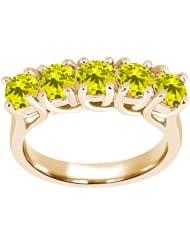 1.35 Ct Round Canary SI1/SI2 Diamond 925 Yellow Gold Plated Silver Ring
