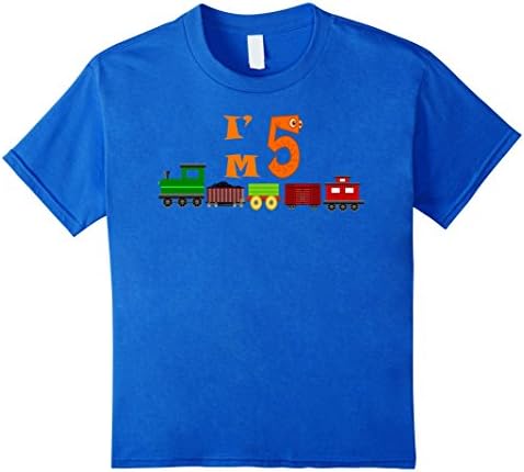 Kids Birthday I am 5 Five Trains Kids Boys Girls Funny T Shirt 6 Royal Blue
