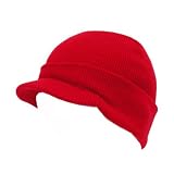 New Red Cuff Beanie Visor Jeep Cap