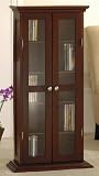 Antiqued CD/DVD Cabinet with Glass Doors
