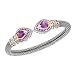 14K Yellow Gold and Sterling Silver Amethyst and Rhodolite Bracelet - 7''
