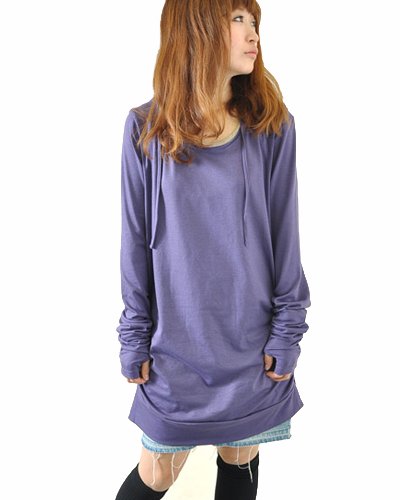 [アンドイット] and it_ フード付きUネックくしゅくしゅ指穴ロングカットソー