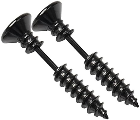 KUNYUHENGXIN-1 Pair Fashion Stylish Piercing 3D Cross Screws Ear Stud Earrings Lag spike Hip-Hip Earring Unisex for Women and Men (black)