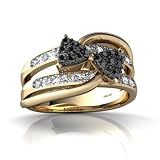 14K Yellow Gold Black Diamond Ring