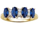 1.46 cts Genuine 4 Stone Sapphire and Diamond Band - 14kt White or Yellow Gold