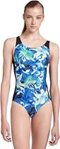 Hot Sale Danskin Women's Triathlon Print Swimsuit,Aqua Sprint Combo,M (8-10)