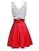Omeya Womens Sexy Open Back Cocktail Slim Black White Striped Mini Dress L,Red
