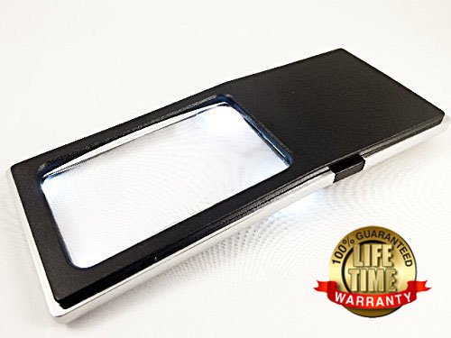 Ultra Bright & Lightweight Handheld Magnifier with 4x Bifocal Inset Lens + 4 Built-in LED Lights-lightweight, Compact, Portable - Ideal for Reading Small Prints (Map, Newspaper, Magzine and More), Crafting, Repair of Tiny Parts