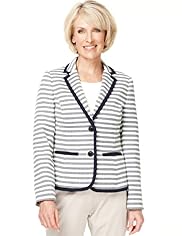 Classic Collection Tipped 2 Button Striped Blazer