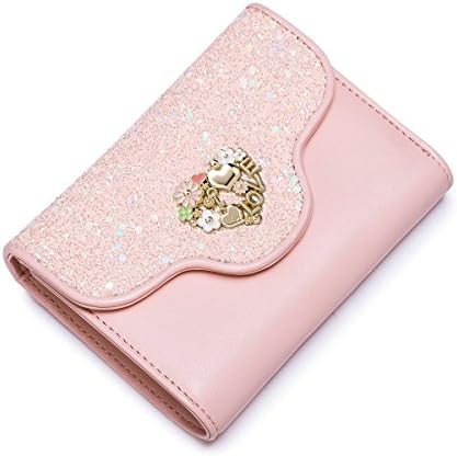 JUST STAR 2016 new spring hollow peach heart mini purse wallet Japan and South Korea lovely female short paragraph wallet (crystal pink)
