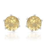 Stud Earrings With 4.00ctw Genuine Citrines in 925 Sterling silver
