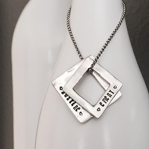 Custom Hand Stamped With Names Necklace for Mom by Bliss Stamped Jewerly