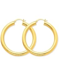 14k Yellow Gold Polished 5mm Lightweight Hoop Earrings. Metal Wt- 6.26g
