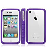 Electromaster(TM) Brand - Purple Bumper Silicone Rubber Gel Soft Skin Case Cover for AT&T Verizon Sprint Apple iPhone 4S 4G 4