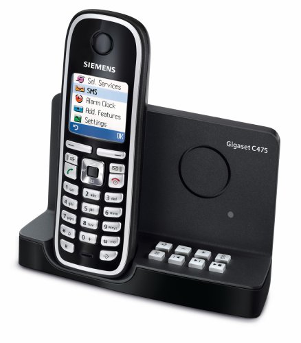 Siemens Gigaset C475 schnurloses DECT Telefon mit Farbdisplay und integriertem digitalen Anrufbeantworter, pianoschwarz