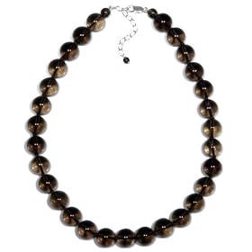 Sterling Silver 12mm Smoky Quartz Bead Necklace, 16 by