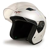 VCAN White Large Metro Scooter Helmet with Full Face Shield