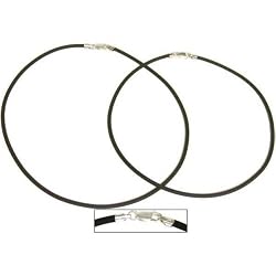 Rubber Cord Necklaces Black 16" & 18" 2Pcs