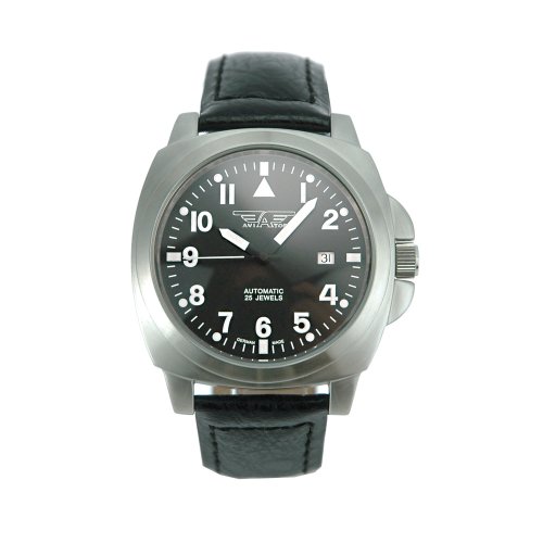 AVIATOR 40754-55-04 // Automatik Pilotenuhr // Edelstahlgehäuse // Saphirglas, Glasboden // 10 atm wasserdicht, Lederband