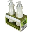 Cucina Soap and Hand Lotion Duos in Ceramic Bottles, Coriander and Olive Tree