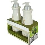Cucina Soap and Hand Lotion Duos in Ceramic Bottles, Coriander and Olive Tree