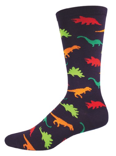 Socksmith Men's Dinosaur Crew Socks 1 Pair One Size Navy
