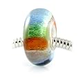 Tropical Rainbow Iridescent Foil Murano Bead, Quality 925 Sterling Silver Full Core Lampwork Bead, Compatible with Pandora, Biagi, Troll & European Bracelets