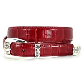 Western Crocodile Print Feather edged Leather Golf Belt