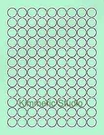 (6 SHEETS) 648 3/4" Blank Round Circle Green Stickers for Inkjet & Laser Printers. Size: 8-1/2"x11" Standard Sheets