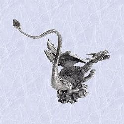 Ready to strike dragon statue solid pewter sculpture