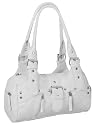 Nicole White Studs n Zips Faux Leather Shoulder Bag -- SwankySwans