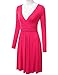 NINEXIS Women's Long Sleeve V-Neck Crossover Banded-Waist Skater Dress (S-3XL)