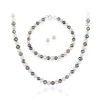 Sterling Silver 5.5-6mm Genuine Freshwater Cultured Multi-Color Pearl Necklace Bracelet & Stud Earring Set