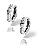 Small Pave Diamond Hoop Earrings in white gold by Zasha Signature Jewelry