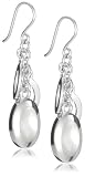 Image of Silver White Mother of Pearl Black Onyx Oval Drop Earrings