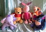 Toys : WINNIE THE POOH, SET OF 5 X 10" SOFT TOYS, POOH, TIGGER, EEYORE, PIGLET & LUMPY