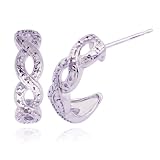 Platinum Plated Sterling Silver Genuine Diamond Accent Figure 8 Post Earrings