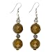 EXP Handmade Olive Green Jade & Antiqued Silver Flower Earrings