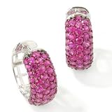 14K White Gold Ruby Huggie Hoop Earrings