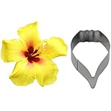 FOUR-C Gumpaste Molds Hibiscus Cake Cutters Sugarcraft Petal for Cupcake Decorations Color Silver
