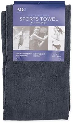 AQ2 Sport 19 x 39 Inch Microfiber Sport Towel - Charcoal