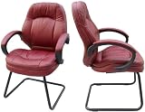 Top Grain Wine Leather Sled Base Side Chair [UE-CS-605P-WNE-GG]