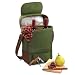 Picnic Time Duet Insulated Wine and Cheese Tote, Olive/Pine Green