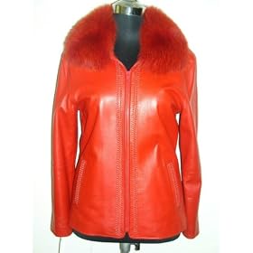Buy Butter Lambskin Leather Zip Jacket w Detachable Fox Collar by FursNewYork