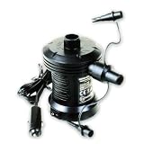 12 VOLT AIR PUMP, VARIOUS VALVE SIZES INCLUDED, HIGH FLOW AIRPUMP INFLATER FOR AIRBEDS PADDLING POOLS AND INFLATABLES. PLUGS INTO CAR CIGARETTE LIGHTER SOCKET