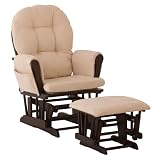 Stork Craft Hoop Glider Rocker and Ottoman, Espresso/Beige