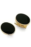 14k Gold Cufflinks - Solid 14k Gold Oval and Onyx Cufflinks